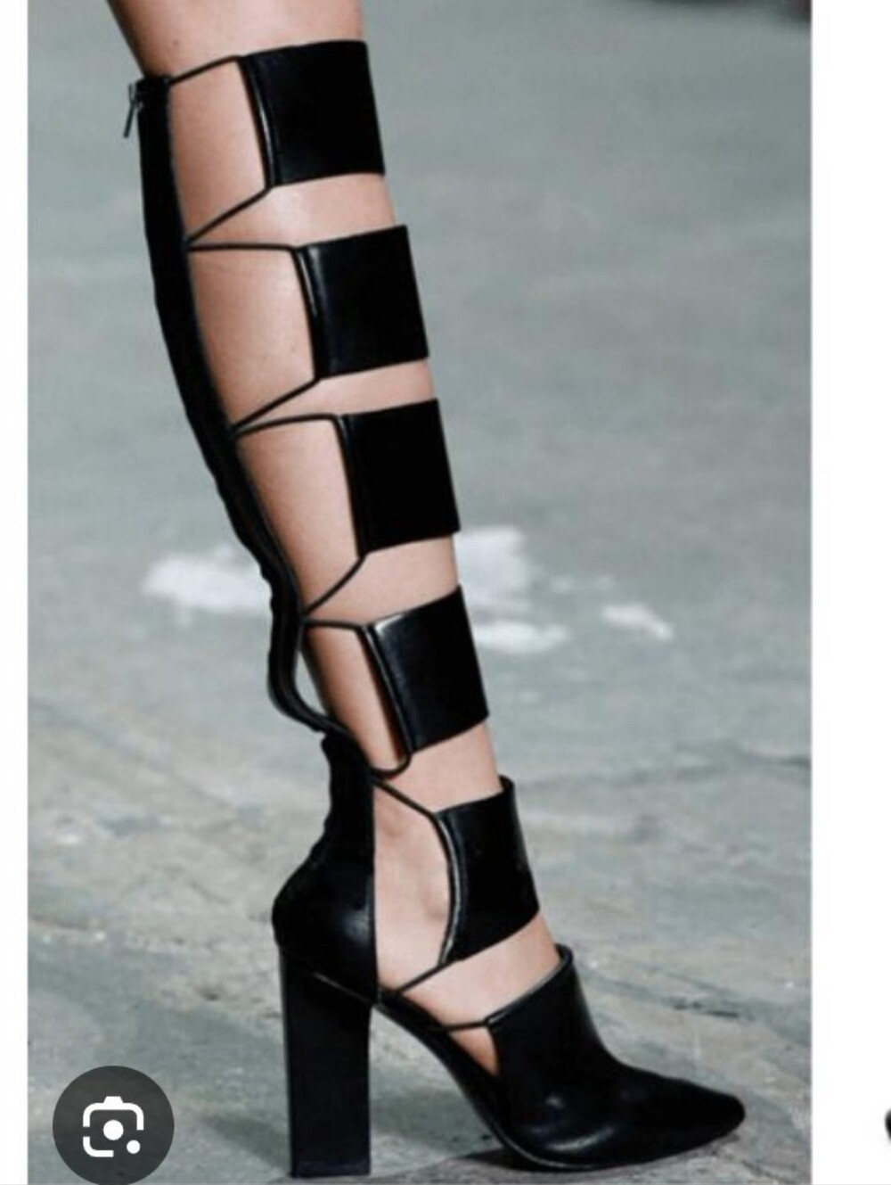 Alexander Wang Black Strappy Gladiator Knee-High Heeled Boots - Picture 2 of 14